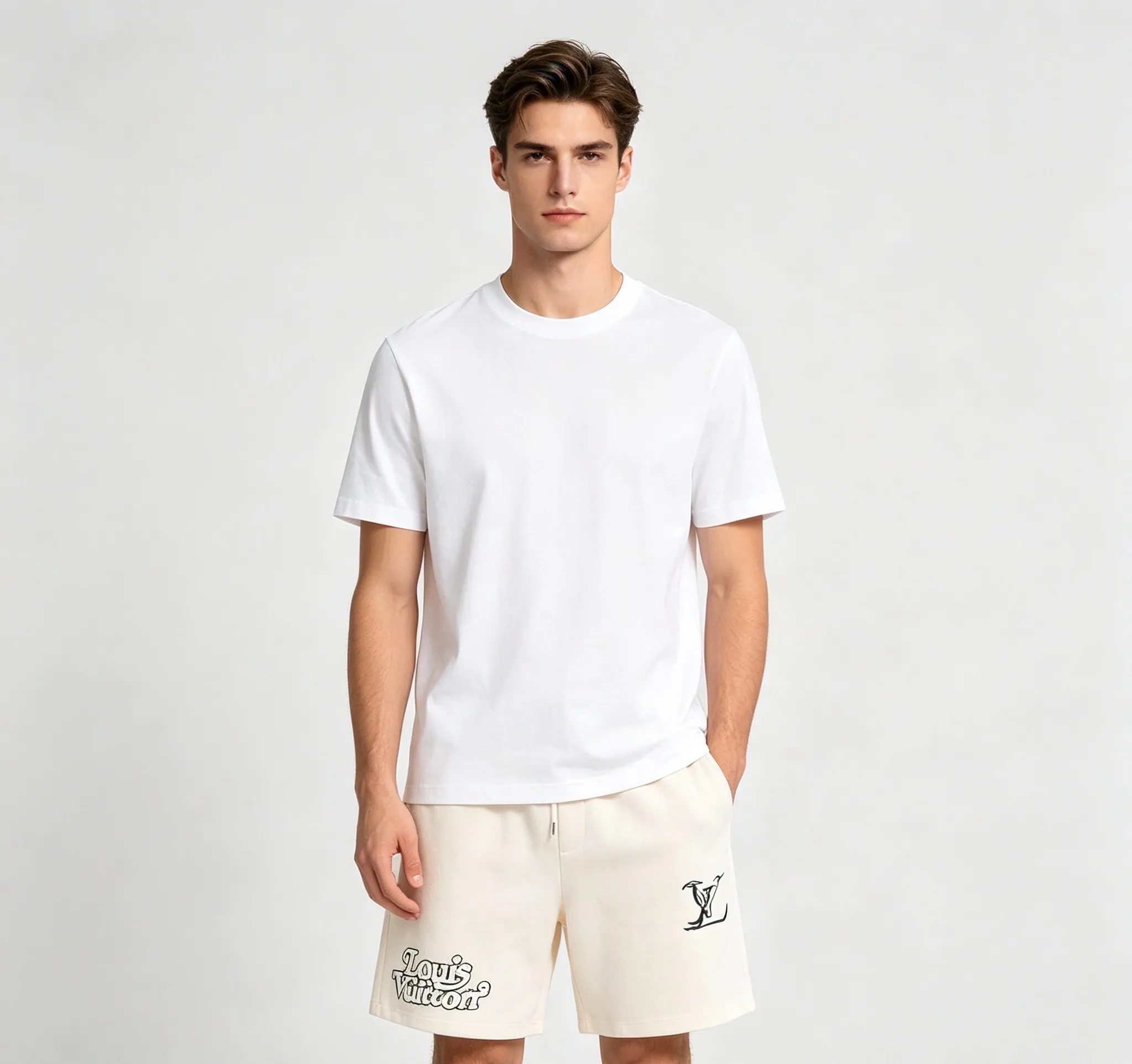 Louis Vuitton/Louis Vuitton double logo embroidered shorts